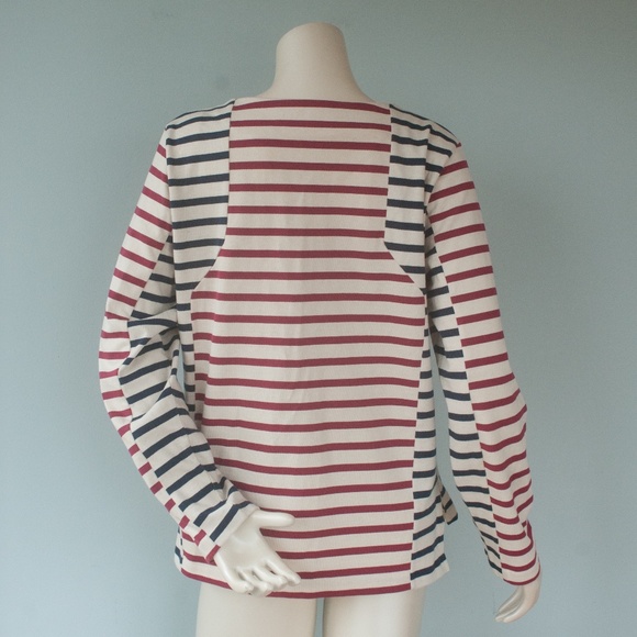 Sophie Hulme Burgundy Stripe Nautical Breton Top - Picture 9 of 10